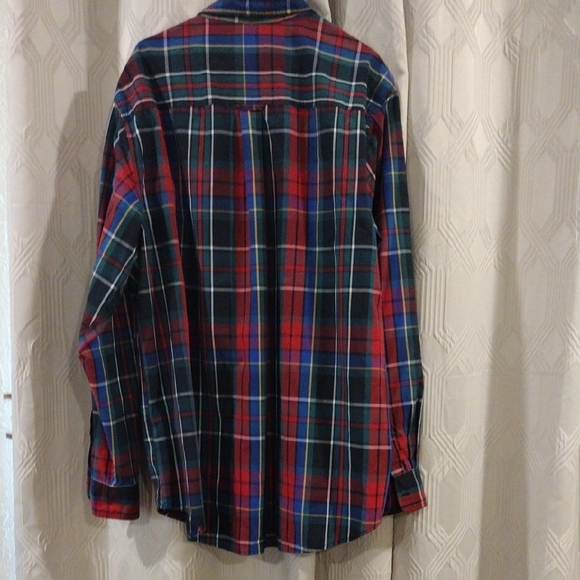 Chaps Men's Vibrant Blue And Red Plaid Button-Down Shirt XLT - Picture 5 of 6